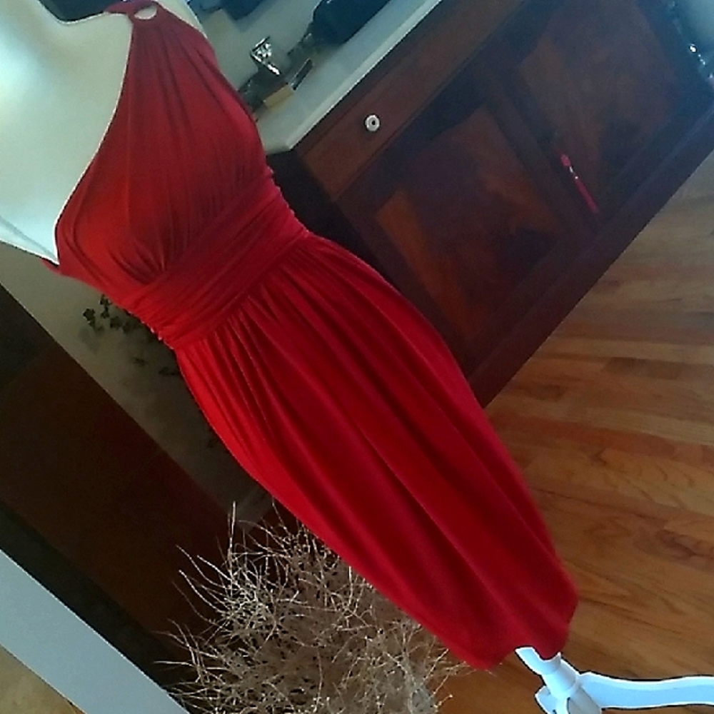 Maggy London Red Draped One Shoulder Dress, Sz 4
